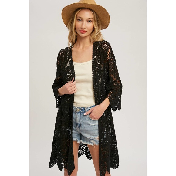 Bluivy | Sweaters | Crochet Lace Cardigan Black | Poshmark
